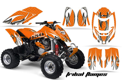 Tribal Flames - Orange Background White Design