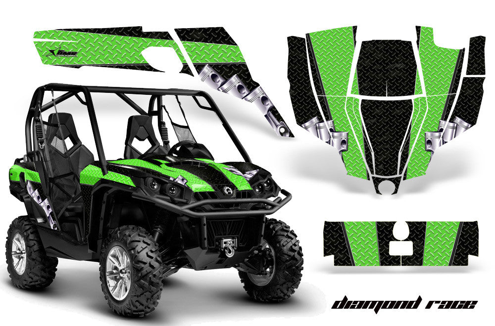 Diamond Race - BLACK Background, BRIGHT GREEN design