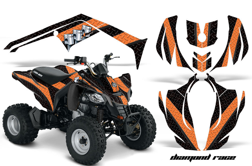 Diamond Race - Black Background Orange Design