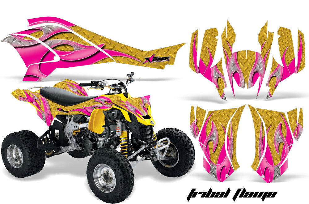 Tribal Flame in Yellow Background Pink Design