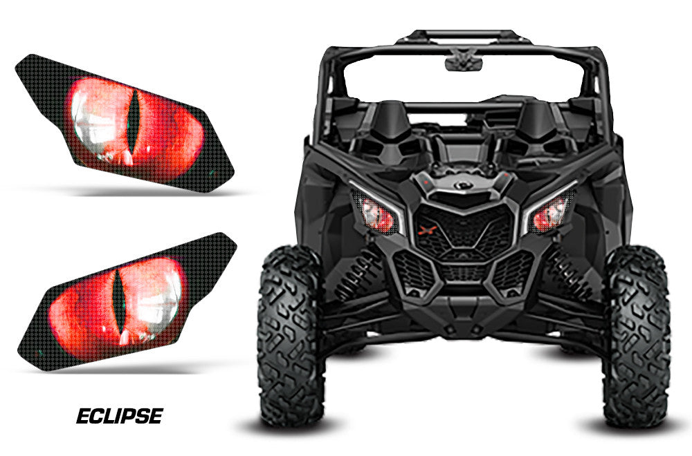 Adesivi Fari Yamaha Raptor Kit Adesivi Grafica Per Fari Yamaha Raptor 660 - Sticker Occhi ECLIPSE ROSSO, Vinile Perforato AMR Racing Logo Yamaha 3d - Foto 4