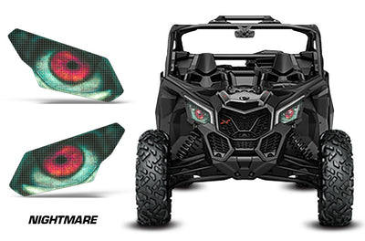 thumbnail image 2 of AMR Racing UTV Headlight Eye Graphic Decal For Can-Am Maverick X3 (Eclipse Green) 2 of 5