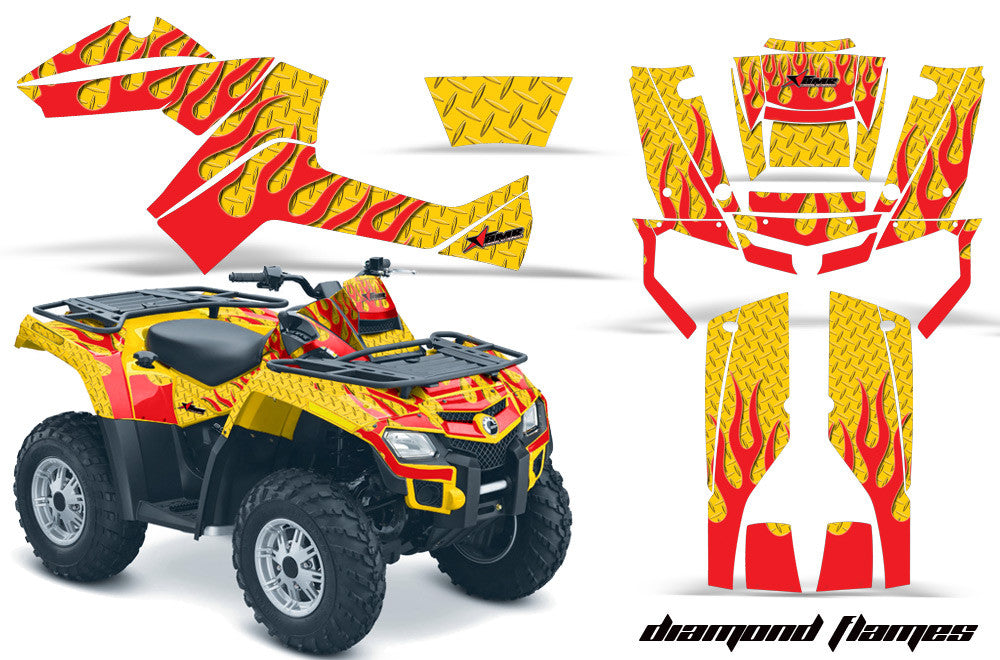 Diamond Flames - Yellow Background Red Design