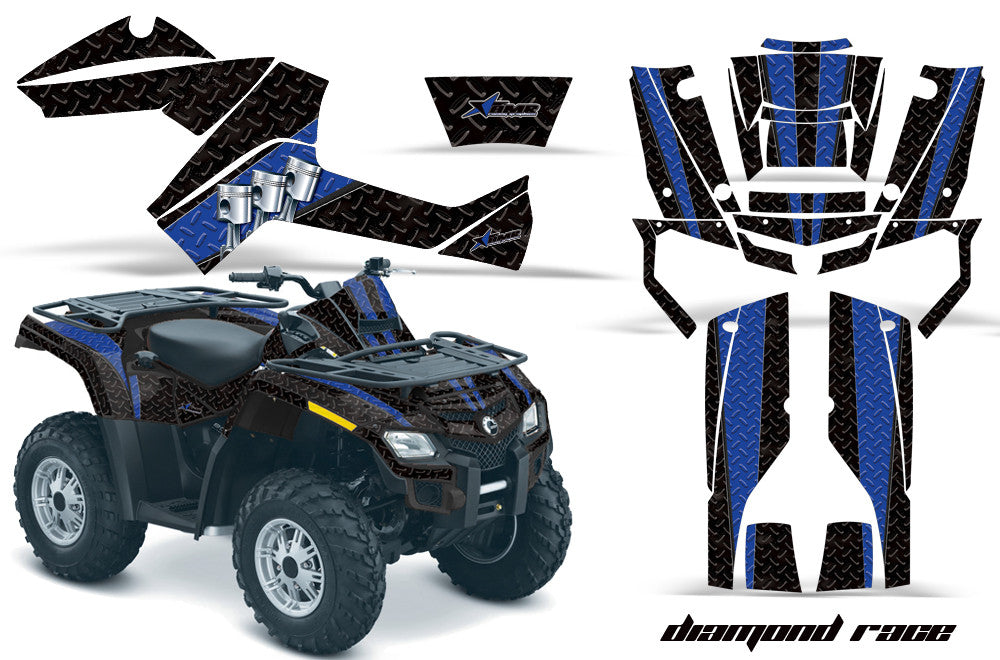 Diamond Race - Black Background Blue Design