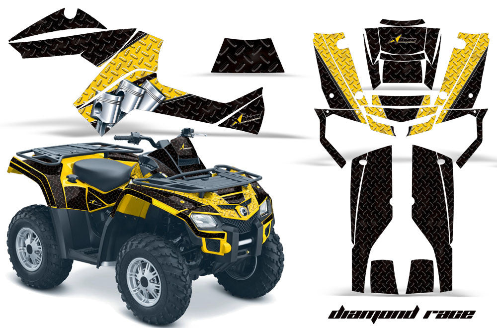 Diamond Race - Black Background Yellow Design