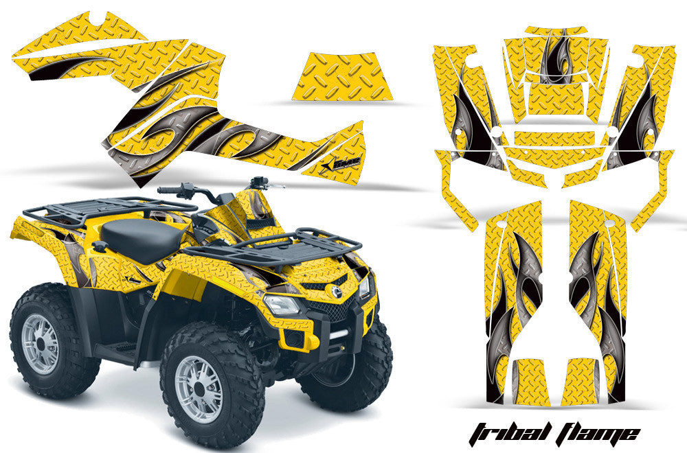 Tribal Flames - Yellow Background Black Design