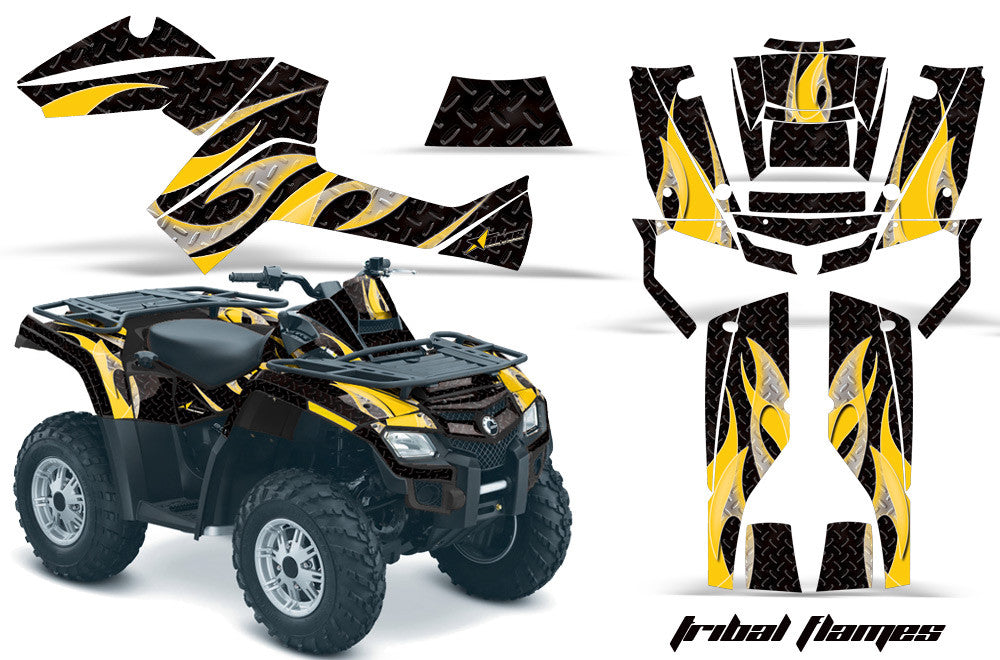 Tribal Flames - Black Background Yellow Design