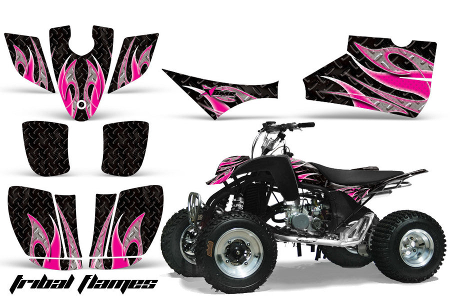 Tribal Flames - Black Background Pink Design