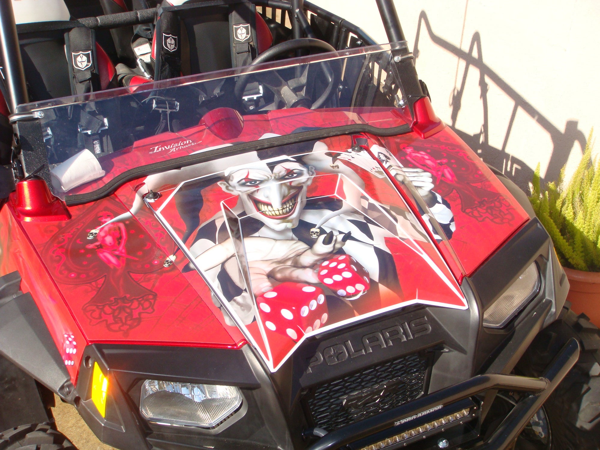 Joker - Red Background Black/Wht Joker - Hood View