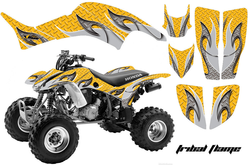 Tribal Flames - Yellow Background Silver Design