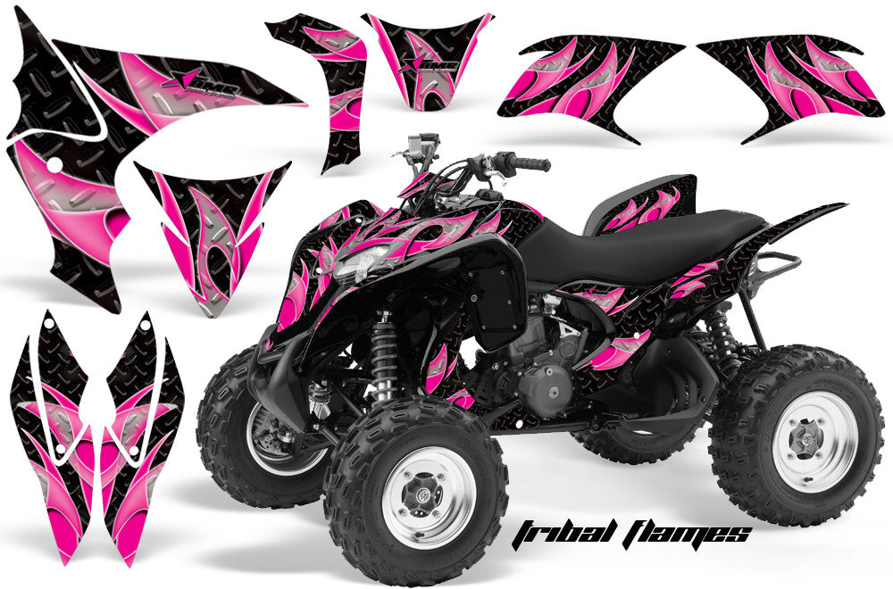 Tribal Flames - Black Background Pink Design