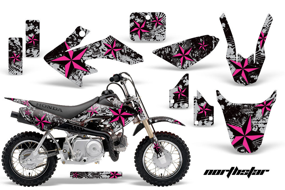 North Star - Silver Background Pink Design