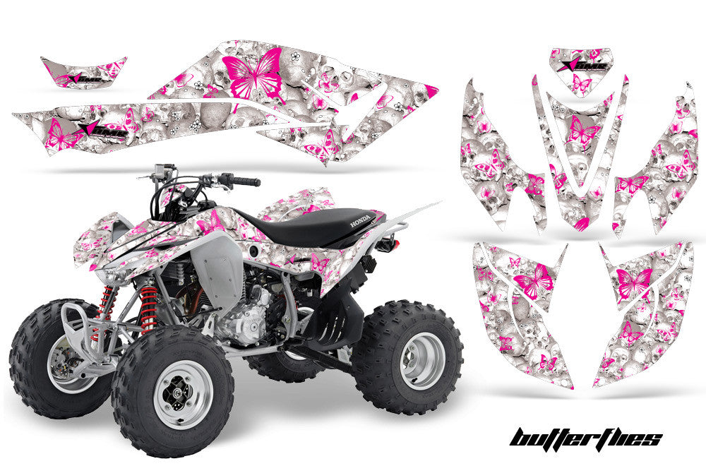 Skulls & Butterflies - White Background Pink Design