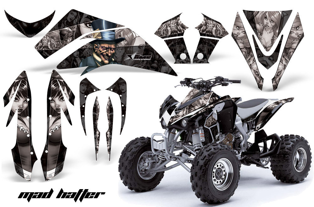 Mad Hatter - Black Background Silver Design