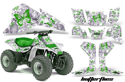 Skulls & Butterflies - White Background Green Design