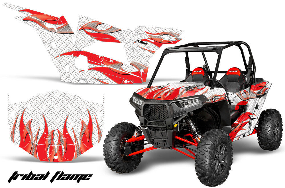 Tribal Flame - White Background, Red Design