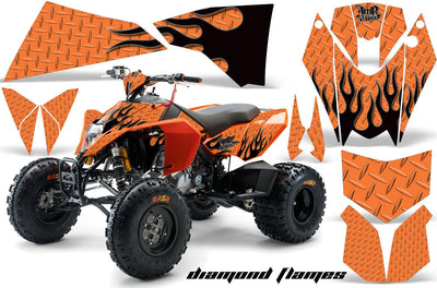 Diamond Flames - Orange Background, Black Design