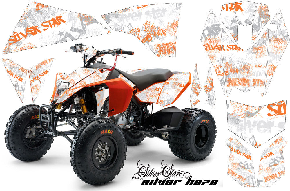 Silver Haze - White Background, Orange Design