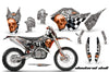 Checkered Skull - Silver Background Orange Design