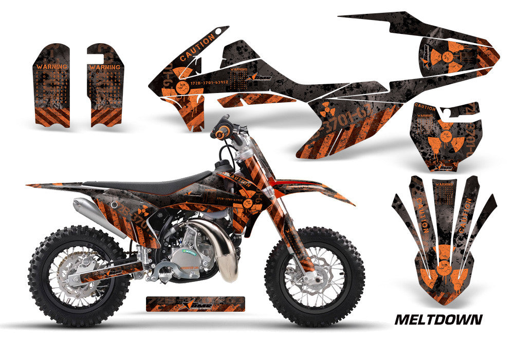 Custom Graphics Kit For KTM 50SX (2002-2008) – MINI ADVENTURE PRO JR Razor-Orange With Free Custom Name