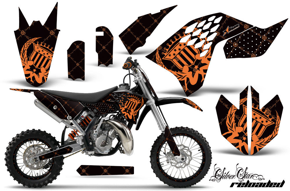 Kalair GFX Graphics Kit For KTM SX65 2002-2008 - Razor Series Orange/Cyan Dirt Bike Decals