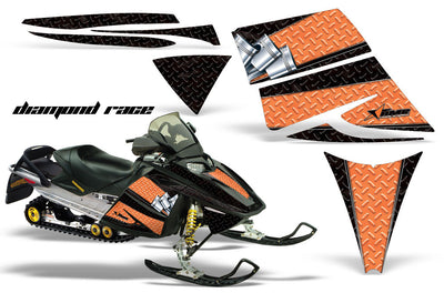 Ski Doo Rev '03-'09 Diamond Race Black Background Orange Design