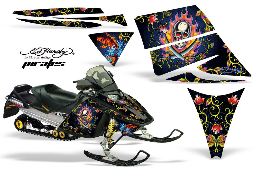 Ski Doo Rev '03-'09 Ed Hardy "Pirates" Black Design