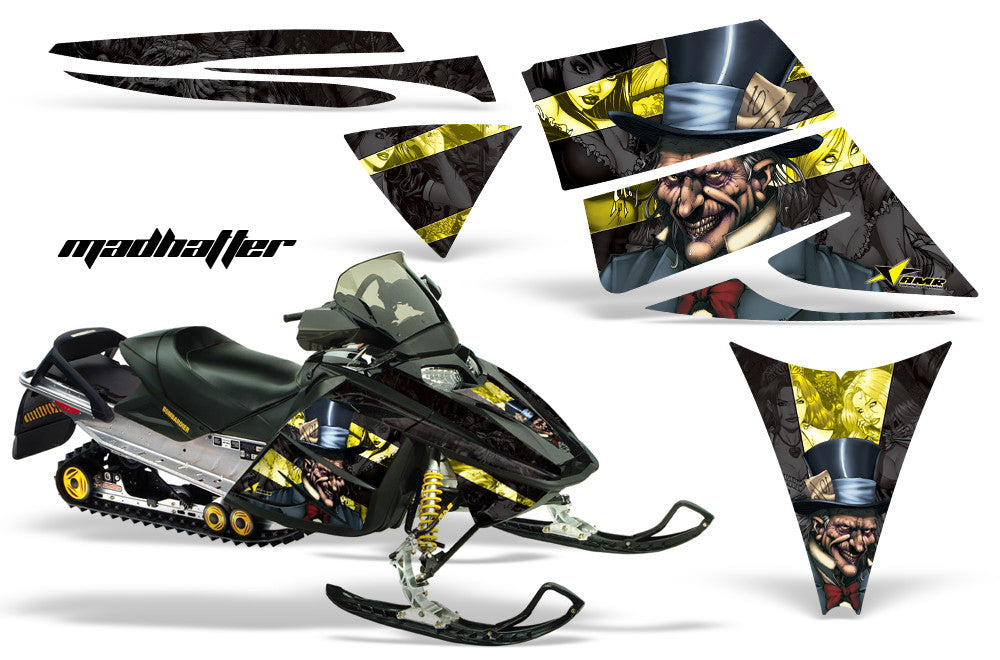 Ski Doo Rev '03-'09 Mad Hatter Black Background Yellow Design