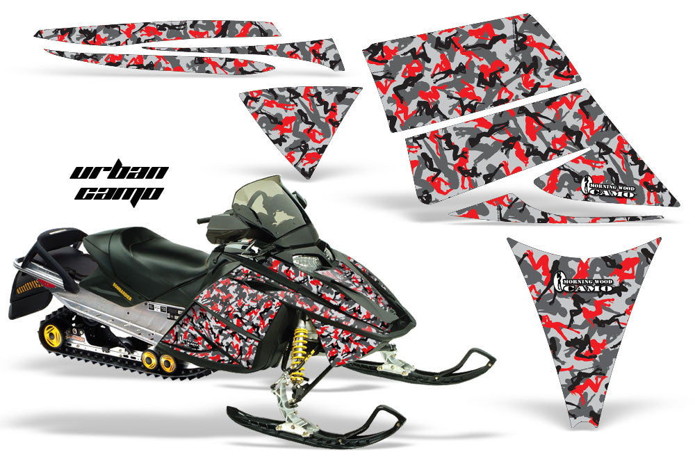 Ski Doo Rev '03-'09 Urban Camo Girl in Red Design
