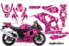Suzuki GSXR 600/750 '04-'05 Butterflies & Skulls in Pink Background with White Design