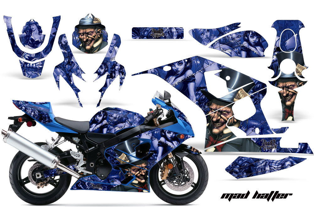 Mad Hatter Blue Background with Blue Design