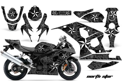 North Star Black Background with White Design