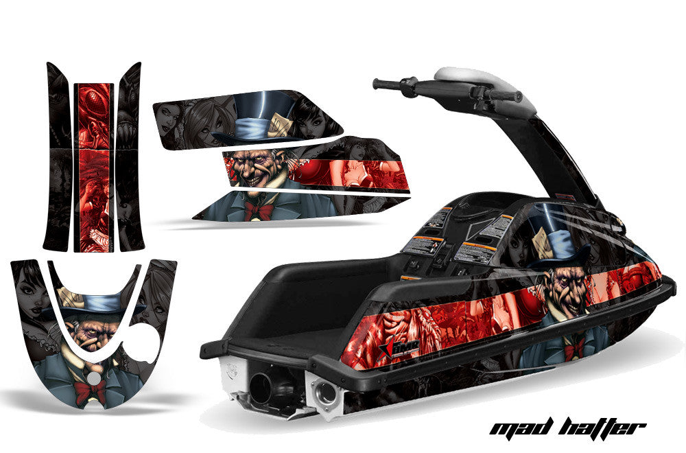 Mad Hatter - Black Background Red Design