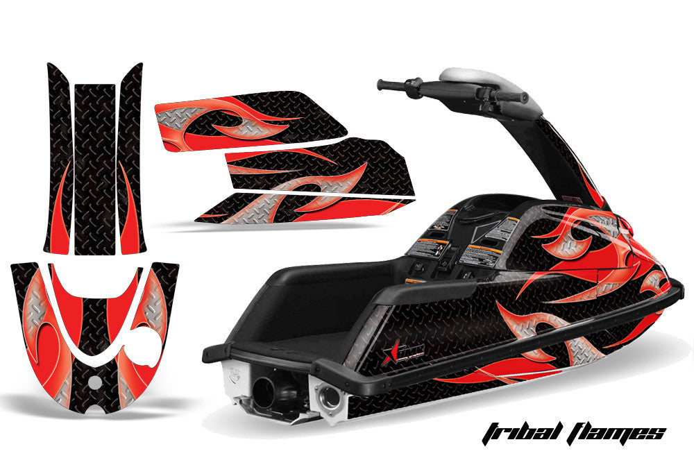 Tribal Flame - Black Background Red Design