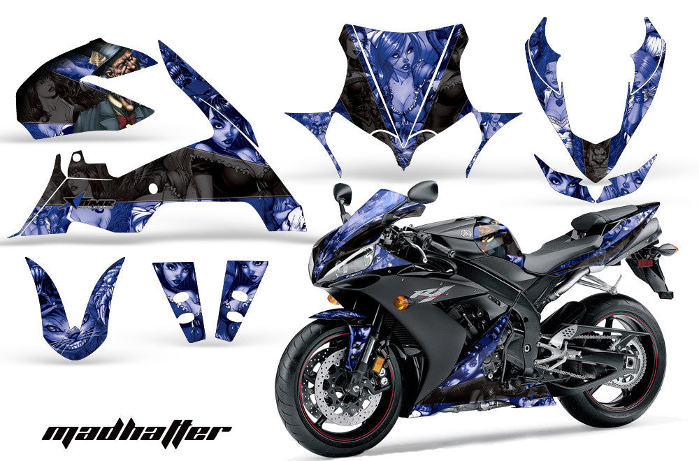 Yamaha R1 '04-'05 Mad Hatter in Blue background Black Design