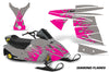 Ski Doo Mini Z Sled '03-'08 Diamond Flame Silver Background Pink Design