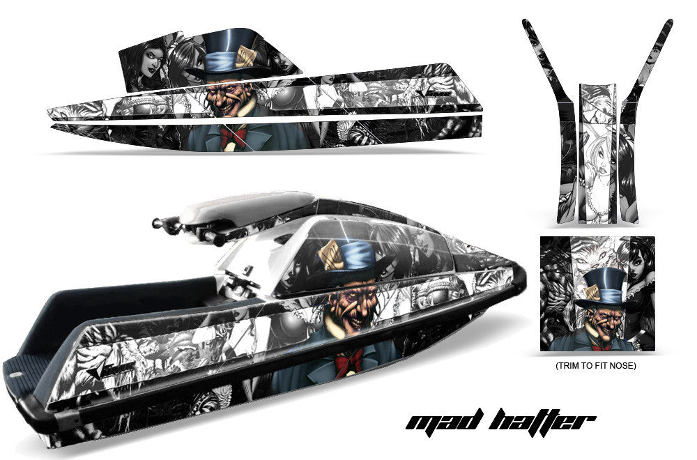 Mad Hatter - Black Background White Design