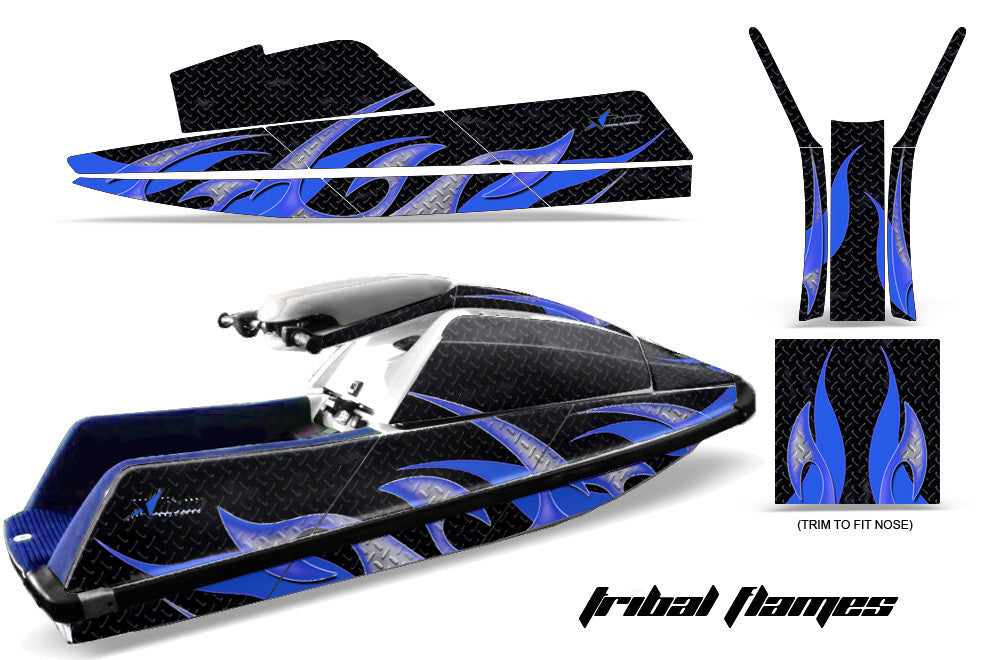 Tribal Flame - Black Background Blue Design