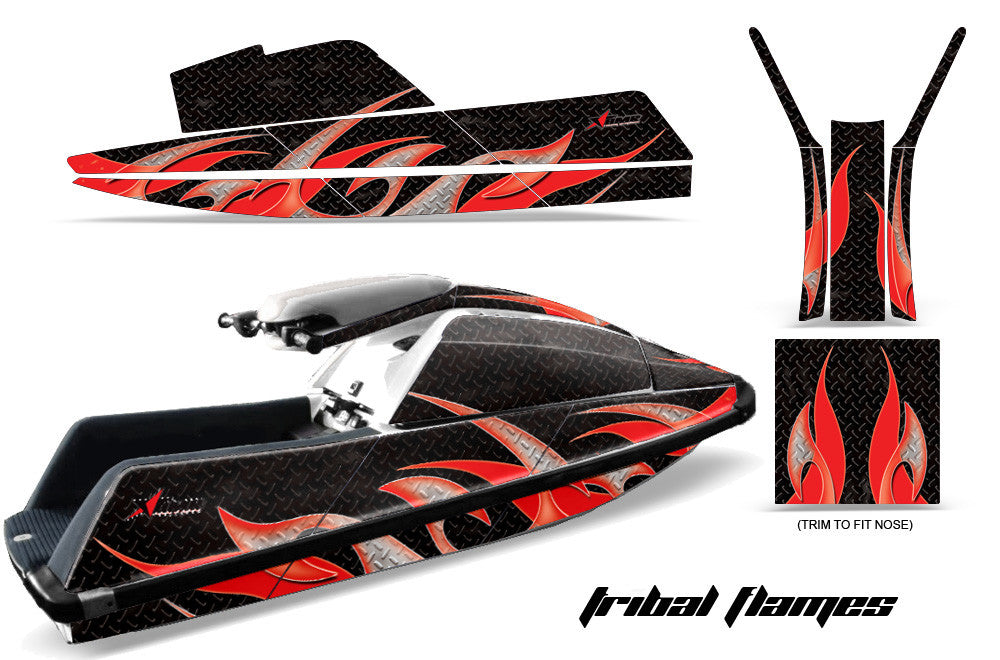 Tribal Flame - Black Background Red Design