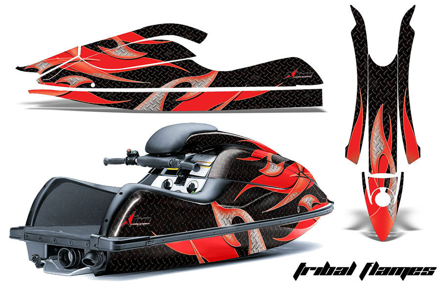 Tribal Flame - Black Background Red Design