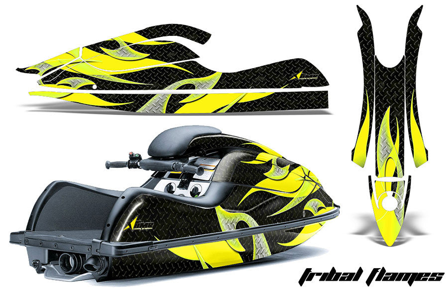 Tribal Flame - Black Background Yellow Design