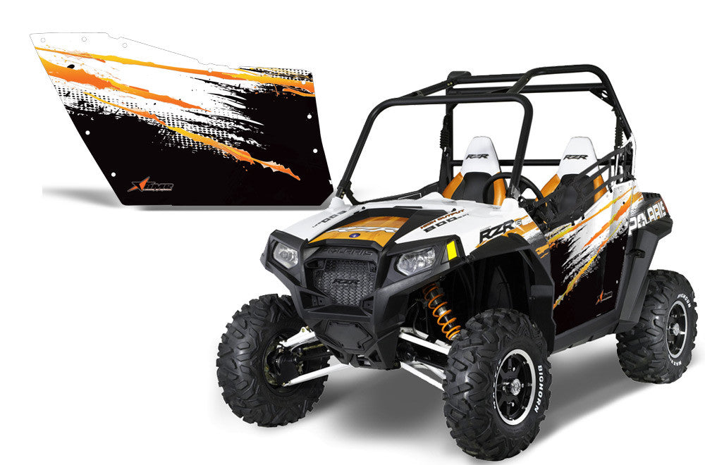 Polaris RZR 800 2 Door Graphic Kit for OEM Polaris Doors - Robbie Gordon Orange