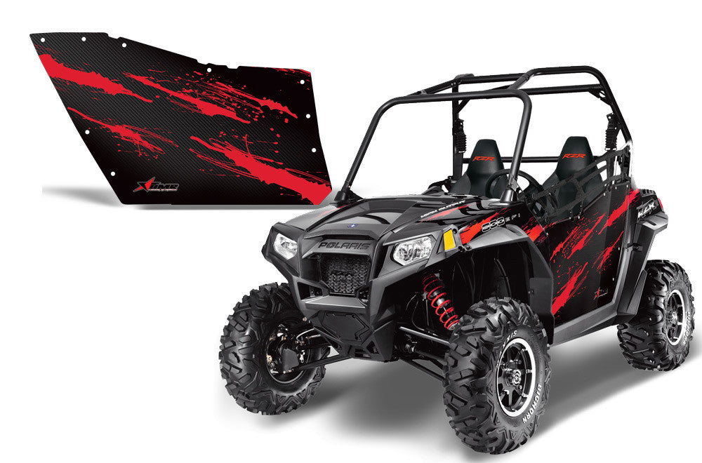 Polaris RZR 800 2 Door Graphic Kit for OEM Polaris Doors - Red Carbon Fiber (182-1010)