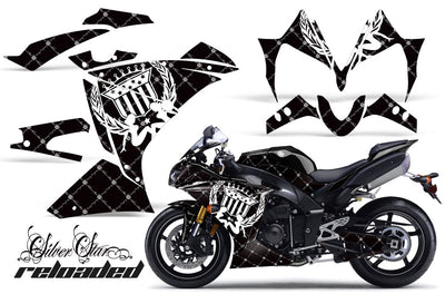 Yamaha R1 '10-'12 Reloaded Black Background White Design