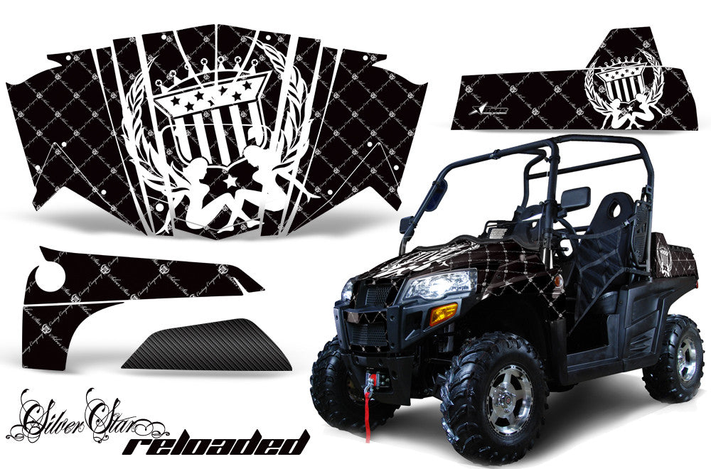 Reloaded in Black Background White Design