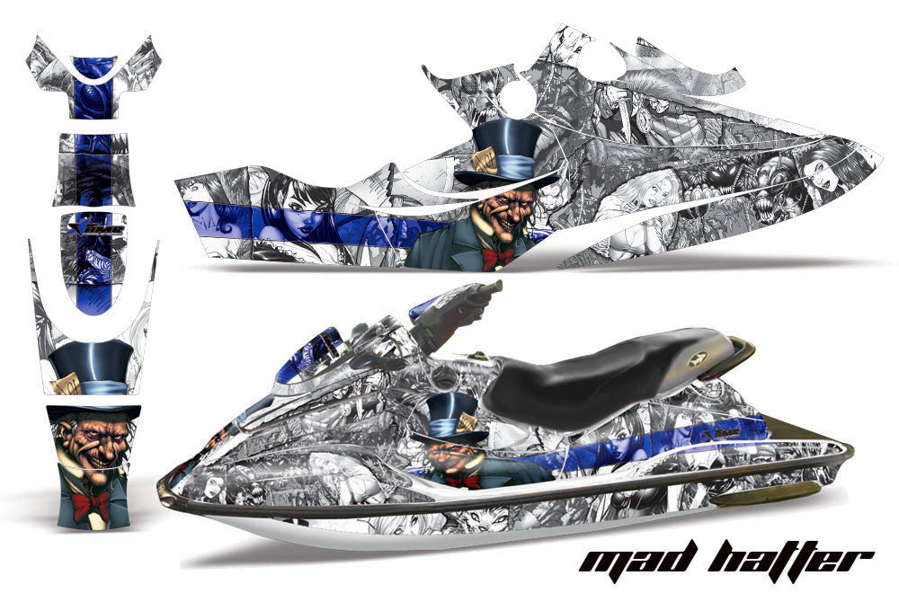 Mad Hatter - White Background Blue Design