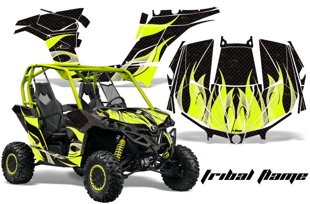 Tribal Flame - Black Background Manta Green Design