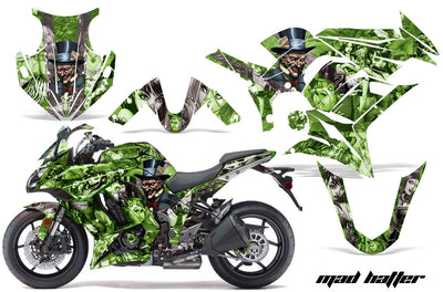 Mad Hatter - Ninja ZX1000 '10-'13 in Silver Design Green Background