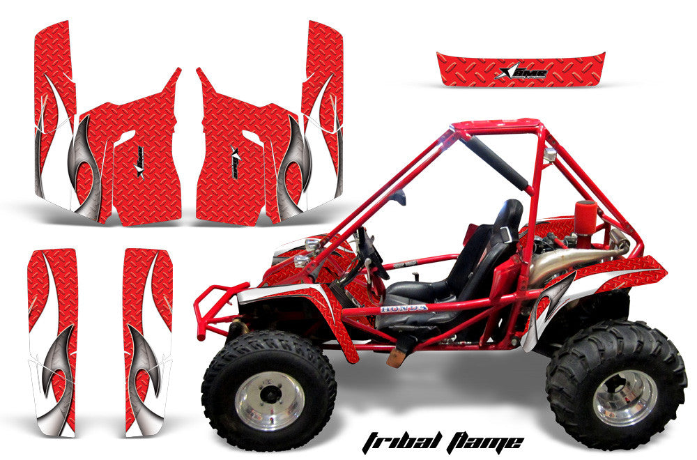 Tribal Flame - Red Background White Design