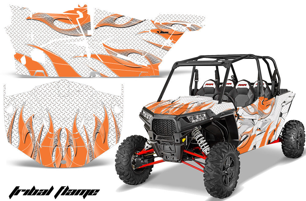 Tribal Flames - White Background, Orange Design